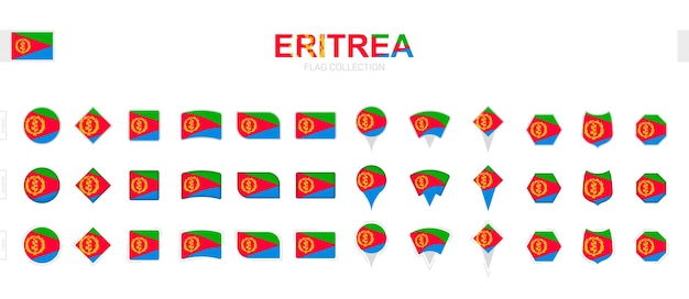 Large collection of Eritrea flags of various shapes and effects