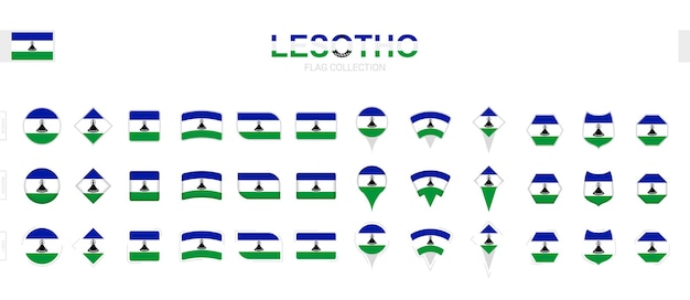 Large collection of Lesotho flags of various shapes and effects