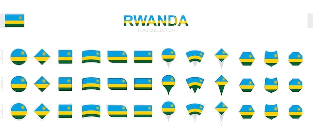 Large collection of Rwanda flags of various shapes and effects