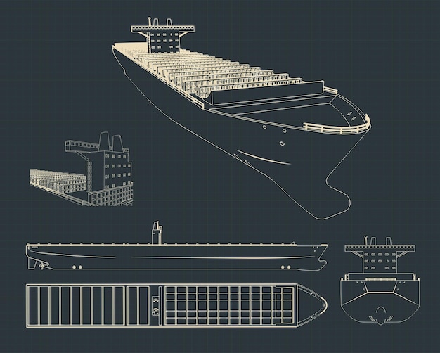 Large container ship Drawings