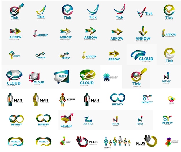 Large corporate company logo collection Universal icon set for various ideas