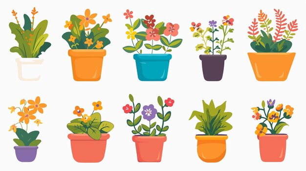 Vector large flowerpot collection for gardening