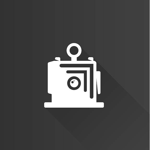 Large format camera flat color icon long shadow vector illustration