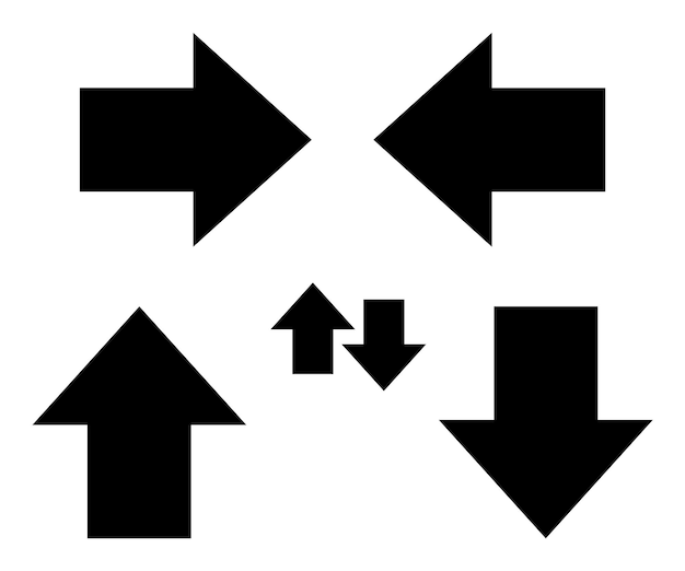 Large forward right and left up and down pointing solid long arrow symbol vector