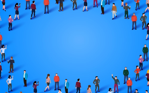 Large group of people in the shape of a circle People crowd concept