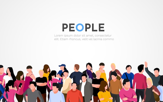 Large group of people on white background People crowd concept