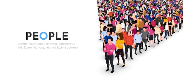 Large group of people on white background People crowd concept