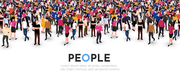 Large group of people on white background People crowd concept