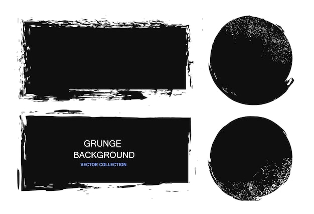 Large grunge elements set Brush strokes banners borders splashes splatters Vector illustration