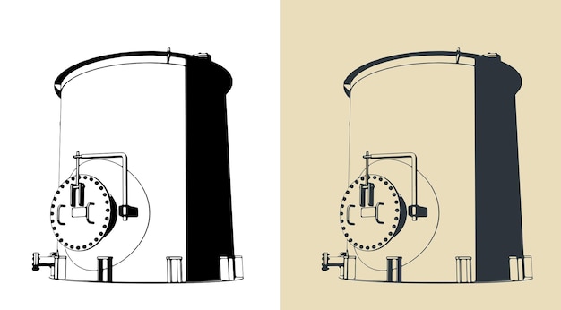 Large industrial tank isometric blueprints