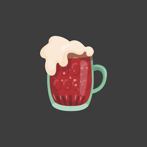 Large mug of fresh dark foamy beer Vector