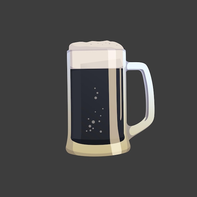 Large mug of fresh dark foamy beer Vector