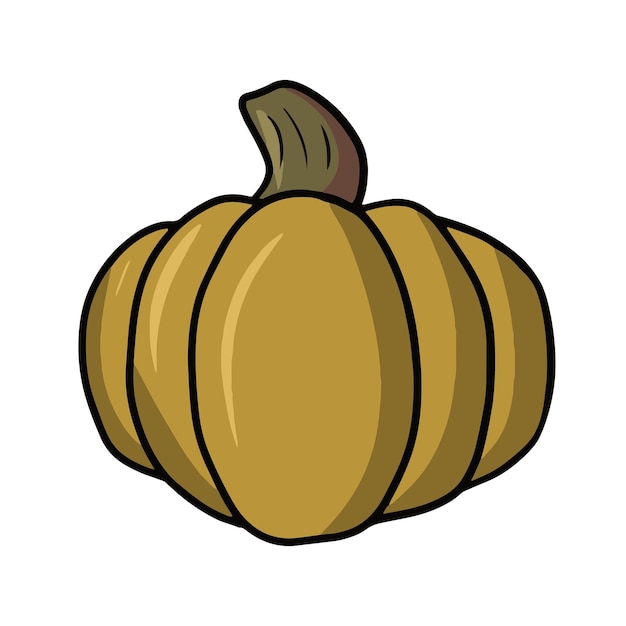 A large orange ripe pumpkin vector cartoon