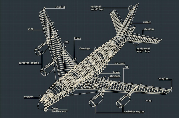 Large passenger plane isometric drawings