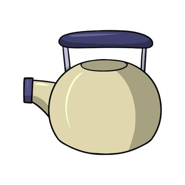 Large Round light yellow kettle for boiling water vector cartoon