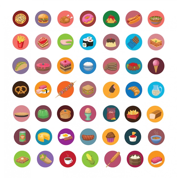 Large set of food icons