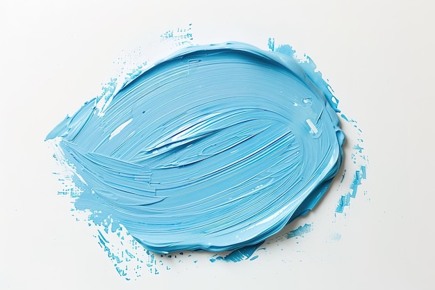 Vector a large soft pastel light blue oval swatch of paint on a white background in a flat lay style white