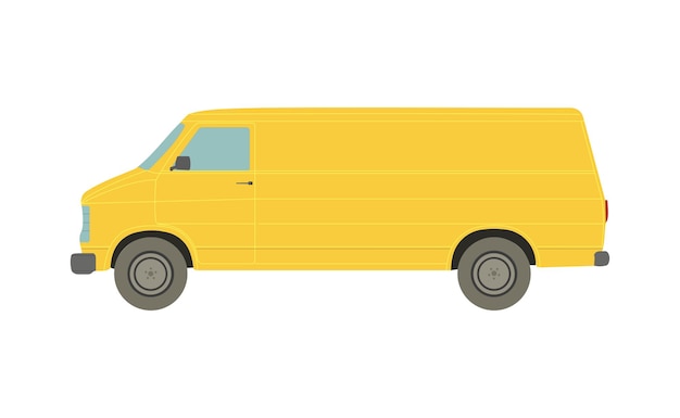 Large yellow van on a white background - Vector illustration