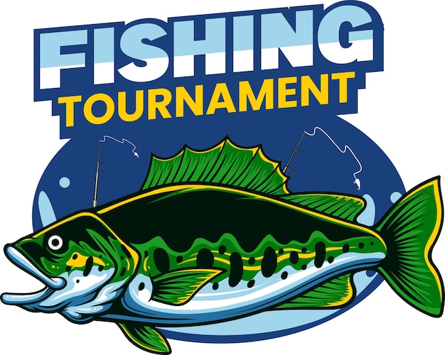 largemouth bass fish badge logo tournament