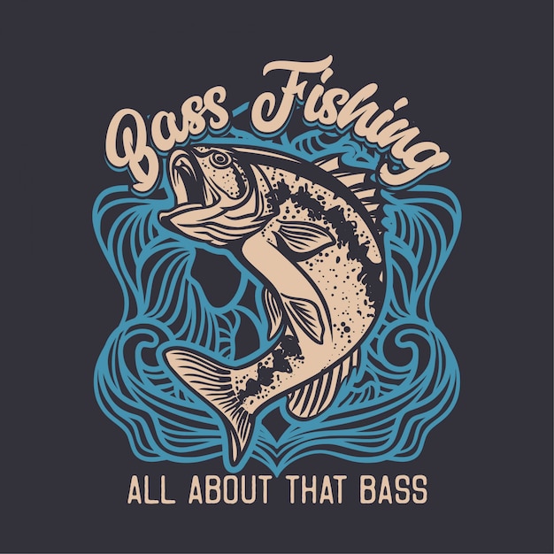 Largemouth bass fishing club logo illustration in blue background