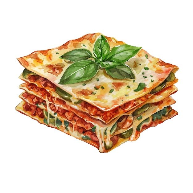 lasagna vector illustration in watercolour style