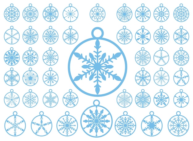 laser cut christmas snow flakes vector set