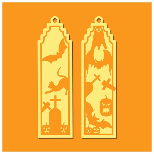 laser cut Die and decorative panel halloween bookmark patterns.