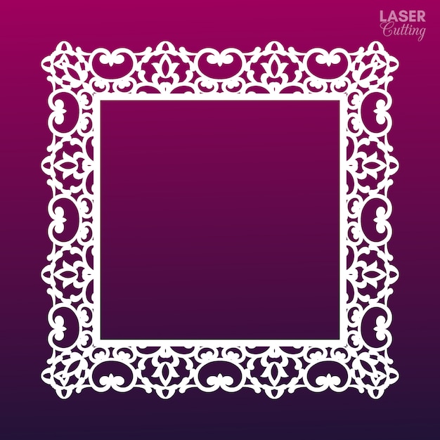 Laser cut frame. Abstract frame with swirls, vintage ornament.