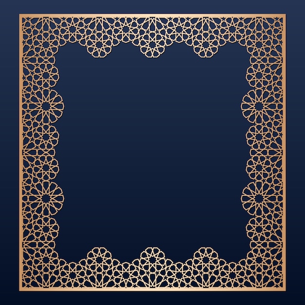 Vector laser cut frame template with islamic   pattern.