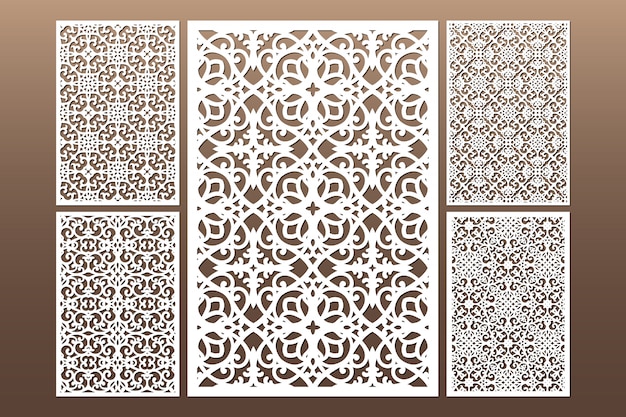 Laser cut ornamental panels template with oriental style