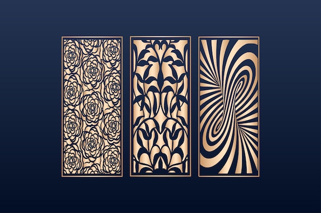 Laser cut panel template set with islamic pattern Laser cutting elements with islamic pattern Laser