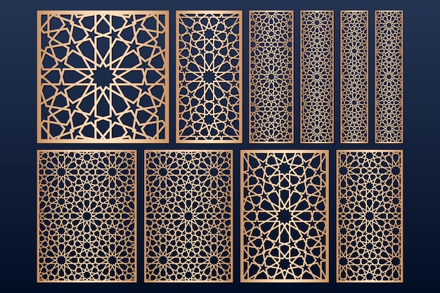 Laser cut panel template set with islamic   pattern.  