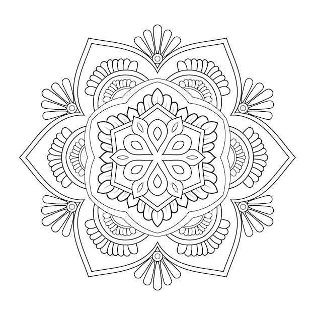 Laser cutting mandala with detailed floral line art ornamental pattern black and white coloring page