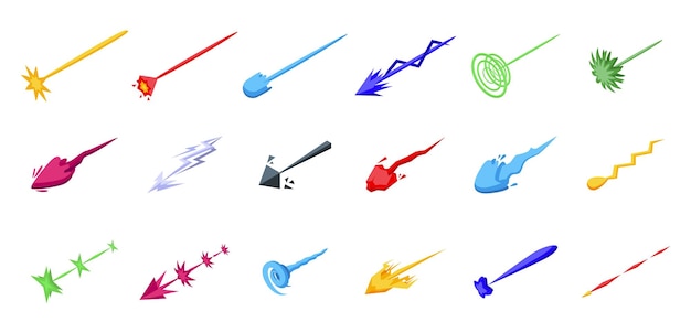 Laser gun beam icons set isometric vector Toy gun