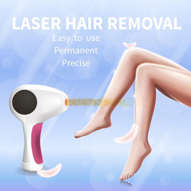 Vector laser hair removal banner with female smooth legs