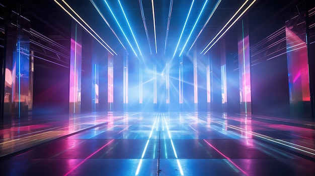 Laser lights holographic displays and sleek metallic structures