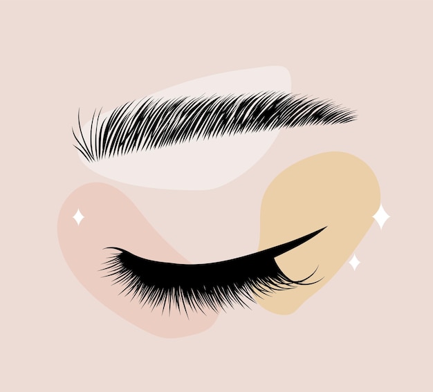 Lash maker logo Hand drawn female eyes Lamination and extension eyelashes Beauty studio icon Linear vector Illustration in trendy minimalist style