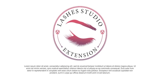 Lashes studio logo design with creative emblem style Premium vektor