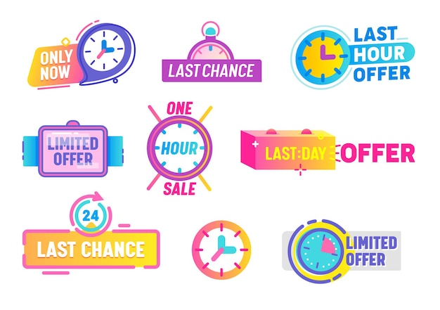 Last Chance Limited Offer Icons Set Isolated on White Background.