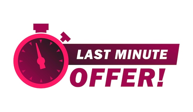 Last minute offer button flat label alarm clock countdown logo vector illustration