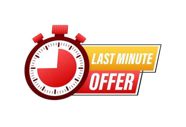 Last minute offer with clock for promotion Offers Label Vector stock illustration