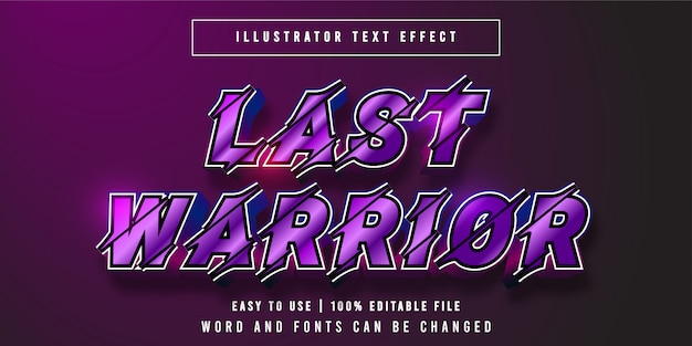 Last Warrior, Game Title Graphic Style Editable Text Effect