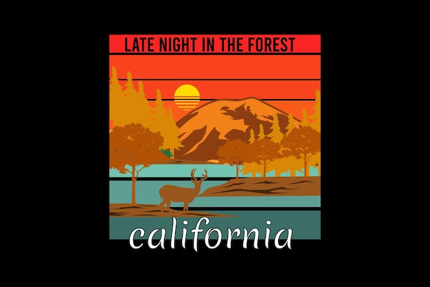 Late night in the forest california retro vintage landscape design