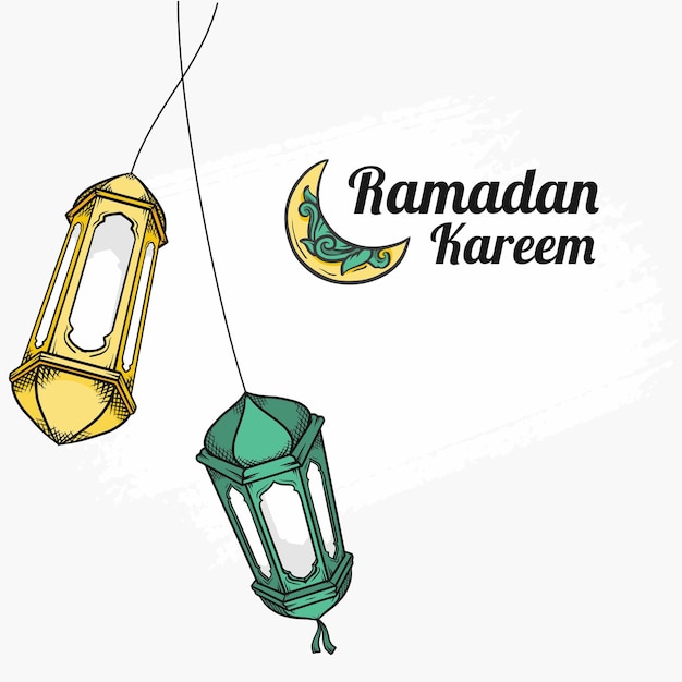 latern hand drawnramadan kareem illustration