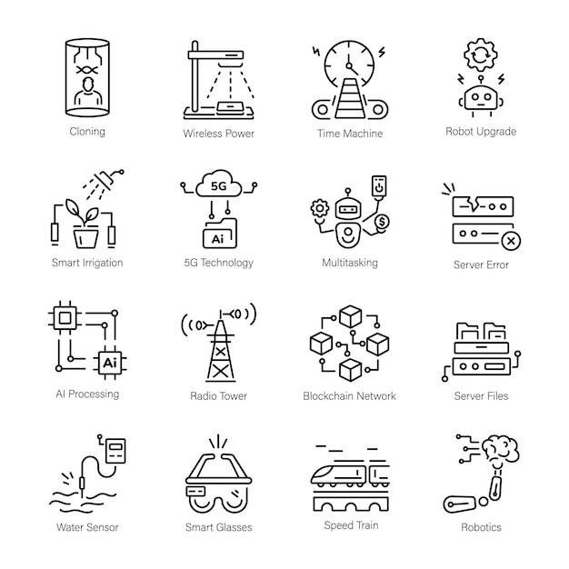 Latest Collection of AI Innovations Linear Icons