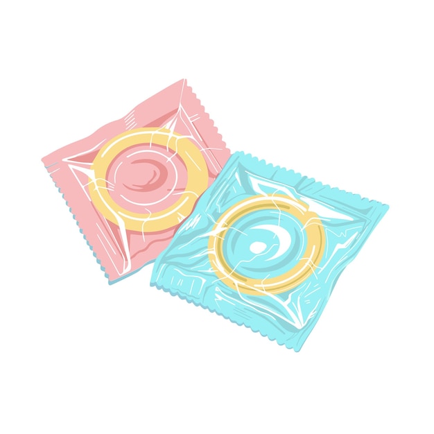 Latex condom in the packageprotection from sexually transmitted diseasessafe sex handdrawn vector il...