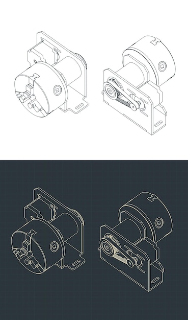 Lathe chuck with motor and belt drive blueprints