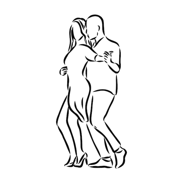 Latin dance couple coloring book vector illustration of sensual bachata and salsa