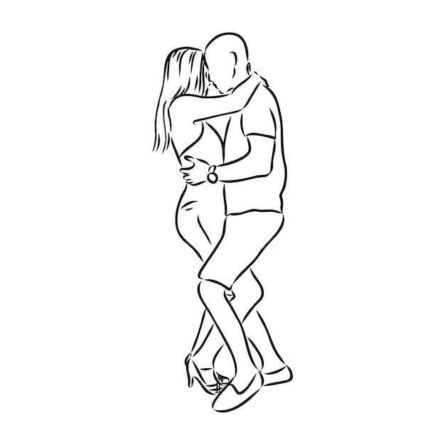 Latin dance couple coloring book vector illustration of sensual bachata and salsa