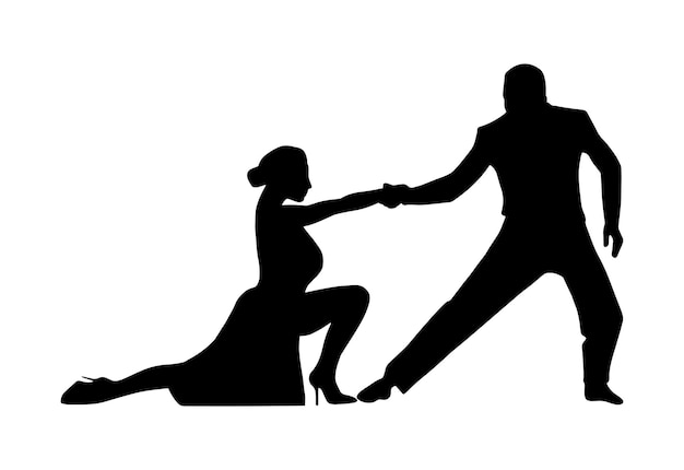 Latin dance couple graphic shadow silhouette icon simple isolated person dancing music party logo design element sensual elegant pictogram print template classic rumba or tango performance